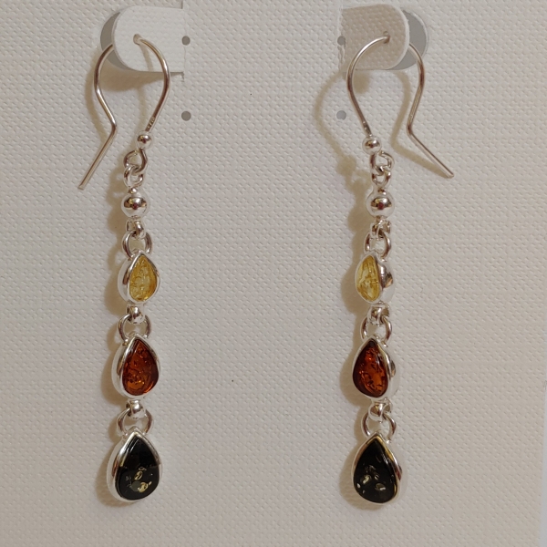 HWG-144 Earrings, Yellow, Amber, Green Teardrop $55 at Hunter Wolff Gallery